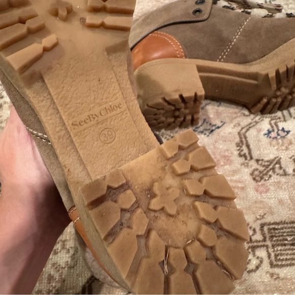 See by Chloe Eileen Tan Block Heel Ankle Boots | Size 39 - Picture 8 of 9